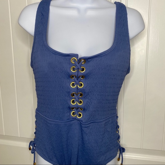 5/$25! Time and Tru blue lace up swim suit size large - Picture 3 of 7